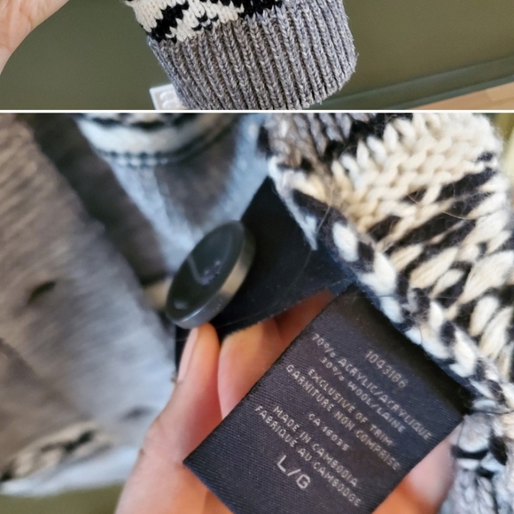 Fair Isle Wool Grey Chunky cardigan - Picture 2 of 3